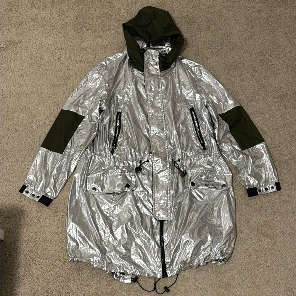 Stylish Silver and Green Women's Jacket